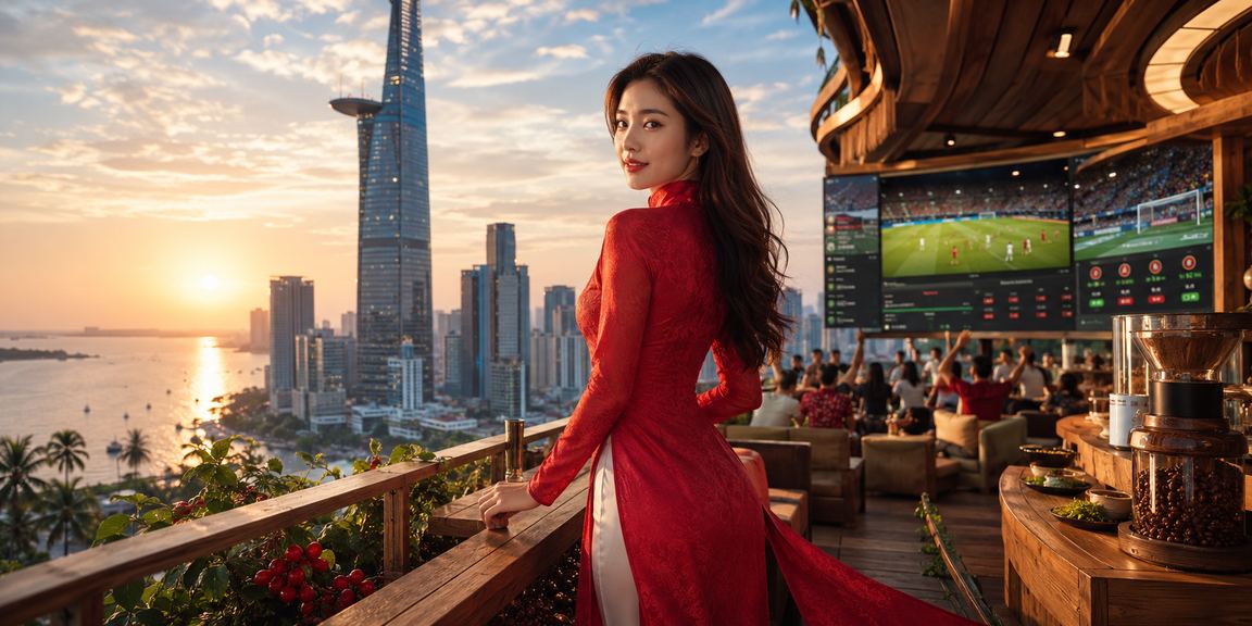 Cô gái áo dài đặt cược casino tại Hồ Chí Minh trên điện thoại